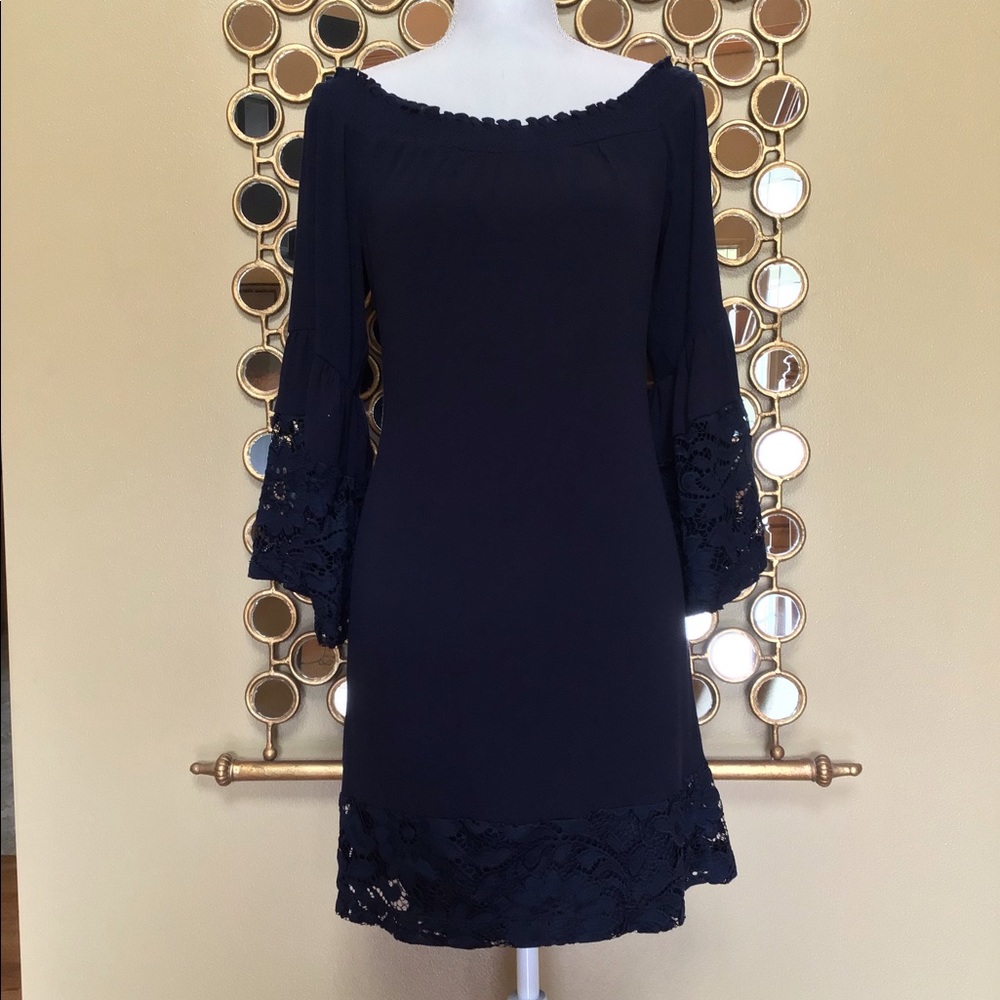 Navy Lace Up Dress! - Picture 3 of 8